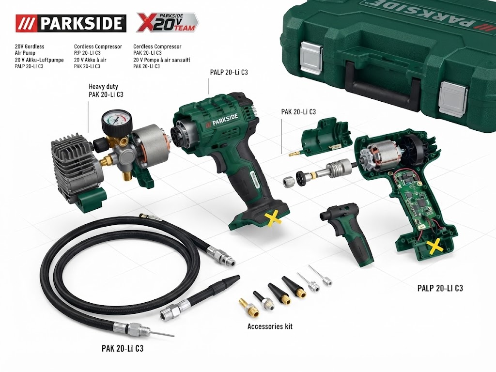 PARKSIDE akkus légszivattyú + akkus kompresszor PALP 20-Li C3+PAK 20-Li C3 - Image 4