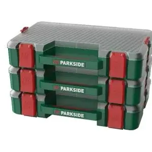 Parkside 3 részes egymásra rakható rendszerező és szerszámos koffer szett átlátszó fedéllel - Image 2
