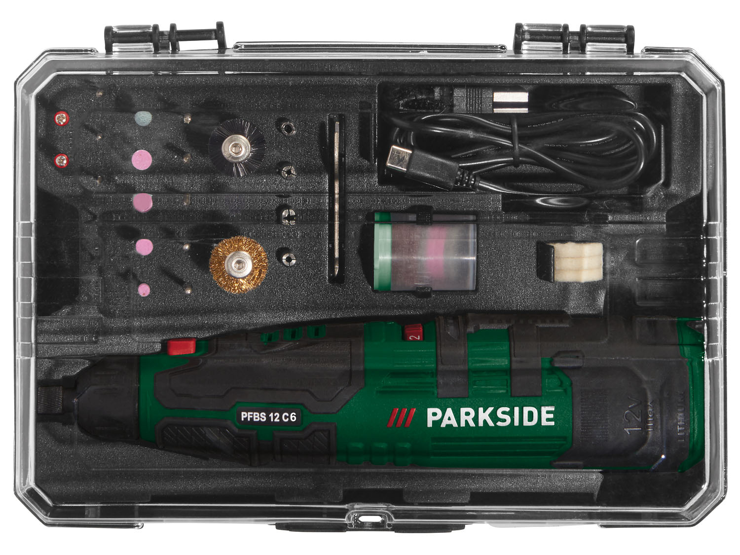 Akkus finom fúrócsiszoló praktikus USB töltési lehetőséggel – PFBS 12 – PARKSIDE