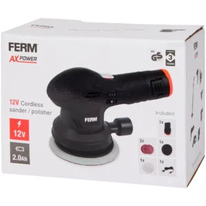 FERM AX-Power 12 V akkus csiszoló- és polírozógép 123 mm
