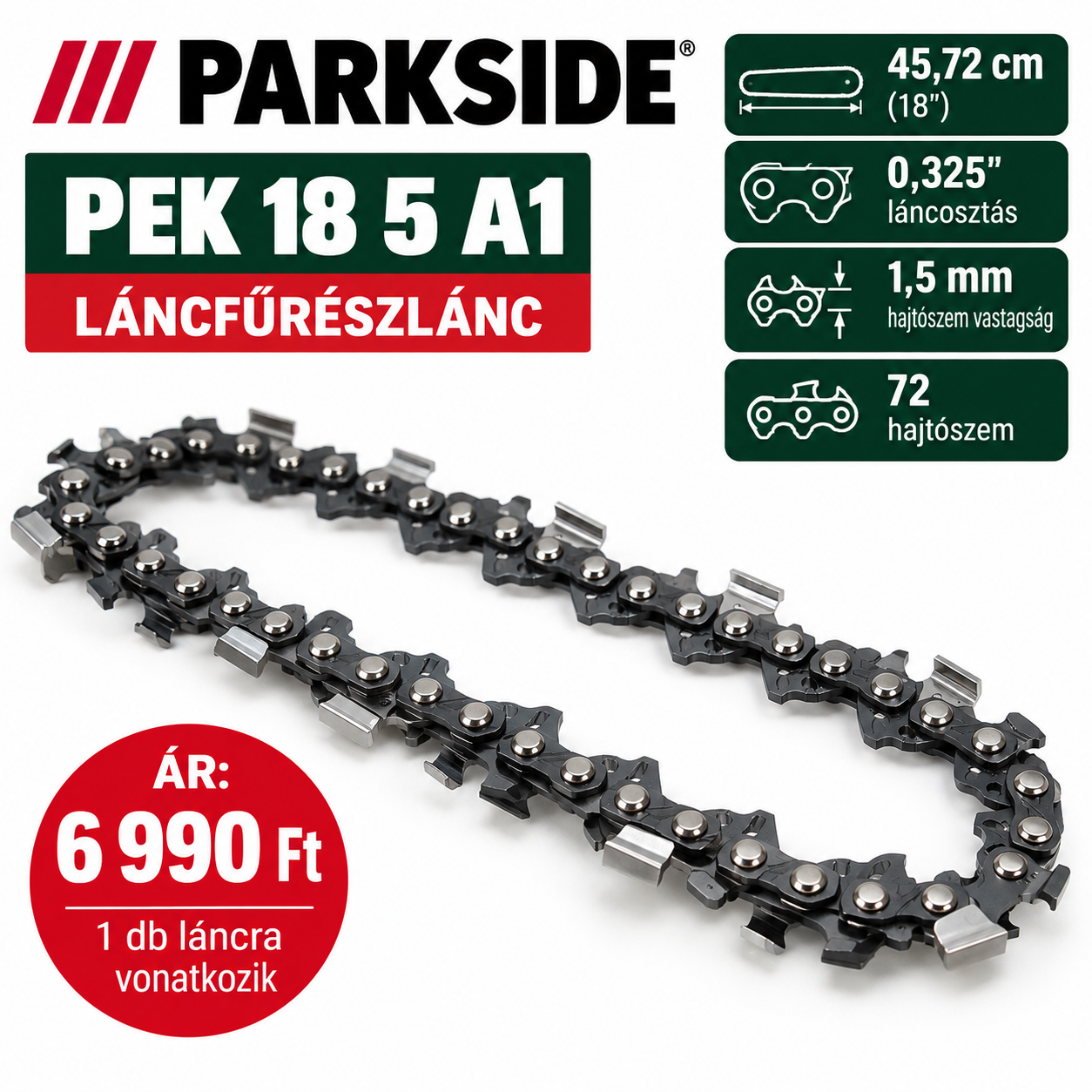 PARKSIDE PEK 18 5 A1 láncfűrészlánc 18″ – 1 db